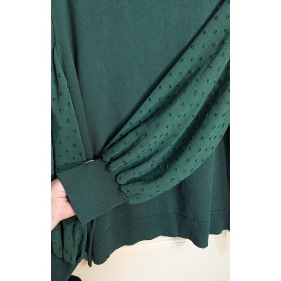 CeCe Sweater Women’s Size 3X Green Pullover Mock Neck Clip Dot Sheer - Picture 3 of 7